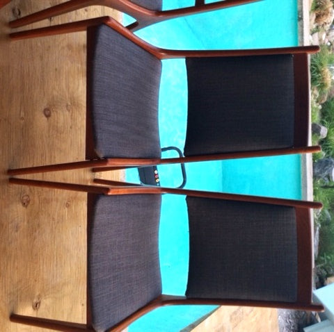 ON HOLD  6 Danish MCM Teak Chairs by Kai Kristiansen REUPHOLSTERED Grey - Mid Century Modern Toronto