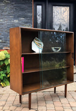 MCM Ash Walnut Bookcase Display with glass doors like new 40.5