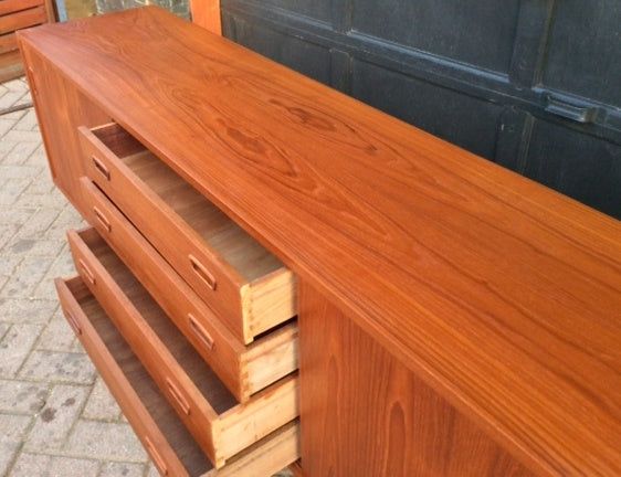 REFINISHED Danish MCM Teak Sideboard TV Media Console 79" by Hornslet Mobelfabric - Mid Century Modern Toronto