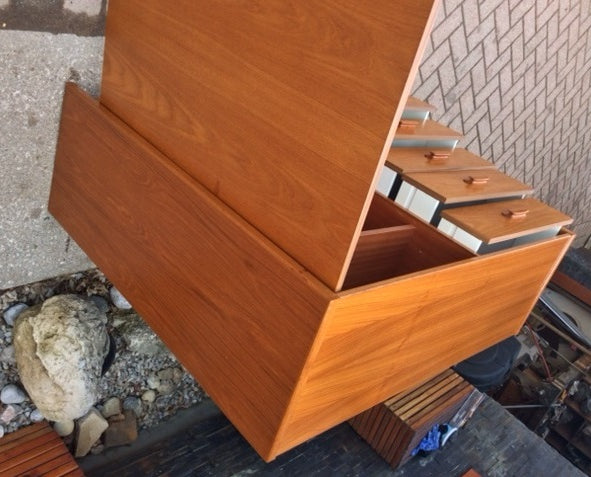 Teak MCM Queen Bedroom Set, made in Sweden, Restored, like New (platform bed, nightstands, his and her dressers) - Mid Century Modern Toronto