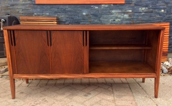 REFINISHED MCM Walnut Credenza w 2 Sliding Doors 60" - Mid Century Modern Toronto