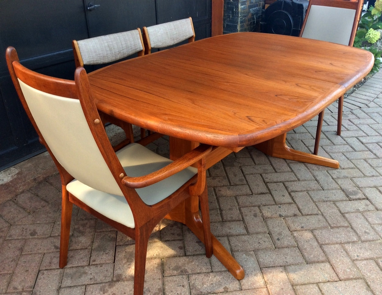 Large Mid Century Modern Teak Dining Table with 2 Leaves- REFINISHED - Mid Century Modern Toronto