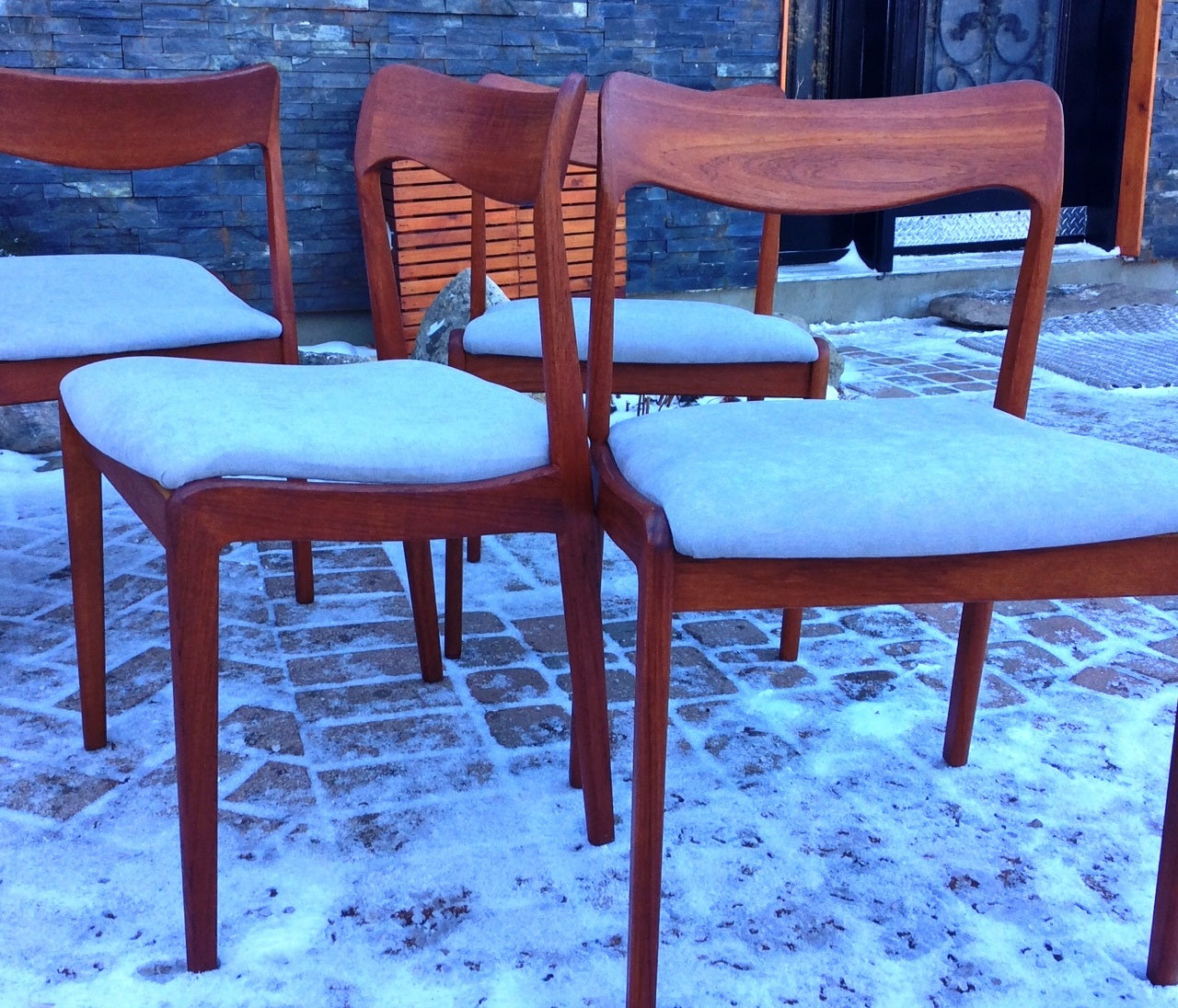 6+1 Danish Mid Century Modern Teak chairs REFINISHED REUPHOLSTERED $300 each - Mid Century Modern Toronto