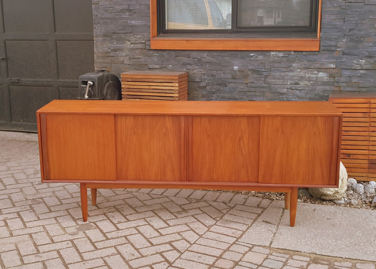 Danish Mid-Century Modern Teak  Credenza REFINISHED 77” - Mid Century Modern Toronto