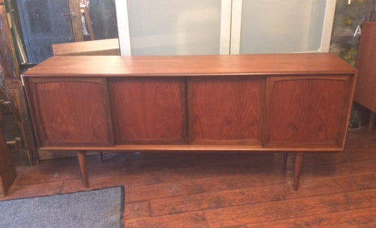 REFINISHED Danish MCM  Teak Sideboard with 4 Sliding Doors 6 ft - Mid Century Modern Toronto