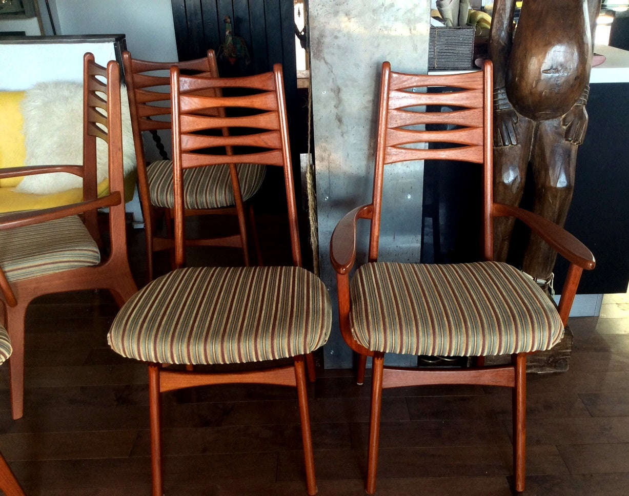 Set of 6 Danish MCM Teak Side & Arm Chairs REFINISHED by Korup Stolefabrik, $229 each - Mid Century Modern Toronto