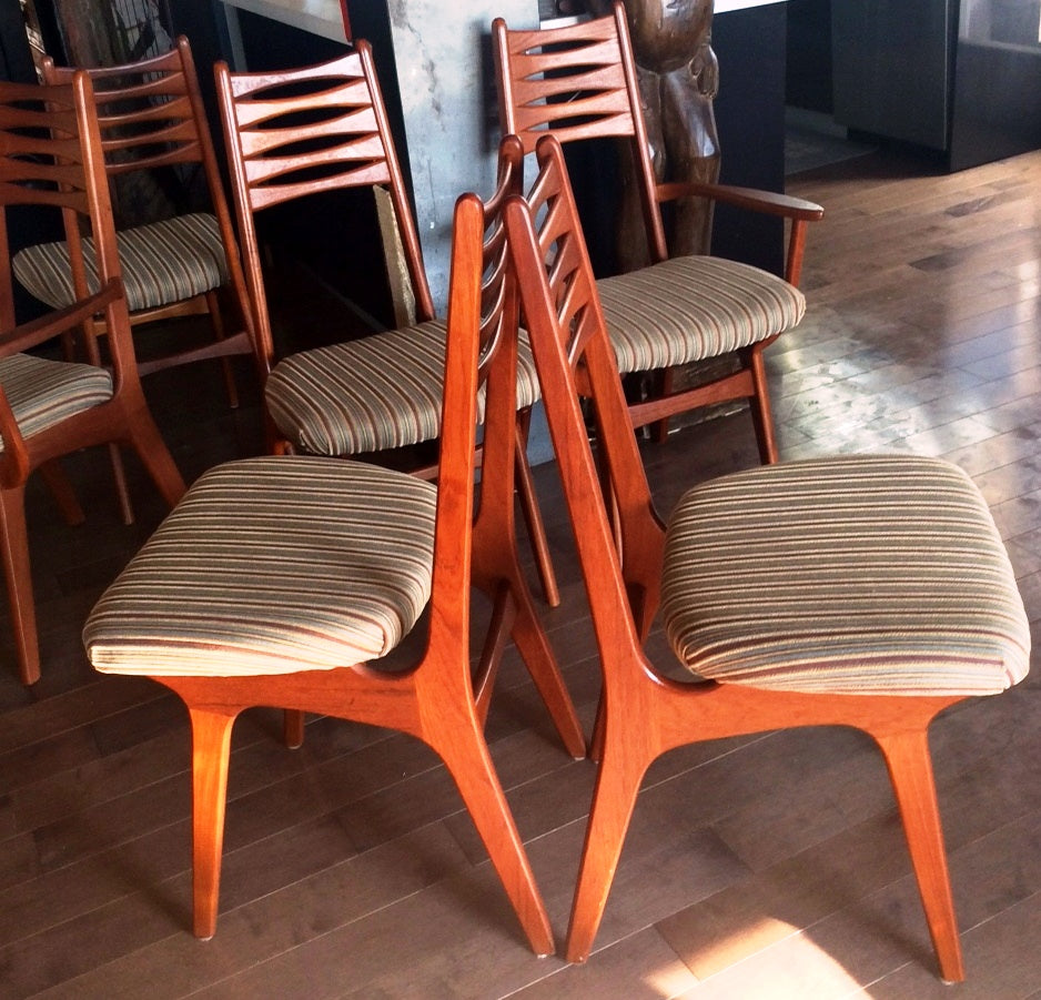 Set of 6 Danish MCM Teak Side & Arm Chairs REFINISHED by Korup Stolefabrik, $229 each - Mid Century Modern Toronto