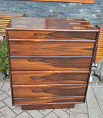 Danish MCM Rosewood Dresser Tallboy 5 Drawers RESTORED 32