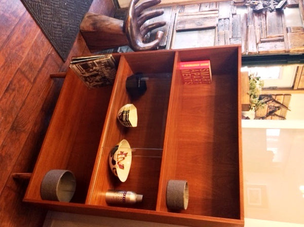 Danish MCM Teak Display China Bookcase Records REFINISHED 42" - Mid Century Modern Toronto