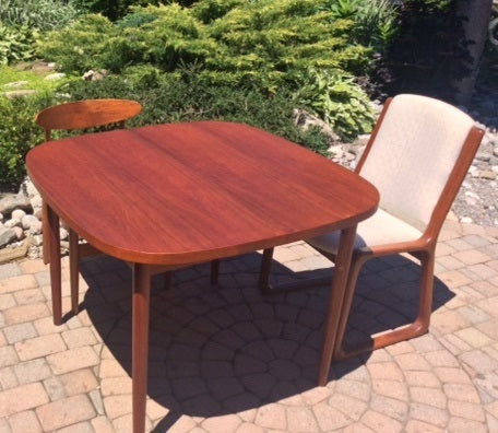 REFINISHED MCM  Teak Table Rounded w 1 Leaf 40"-58" - Mid Century Modern Toronto