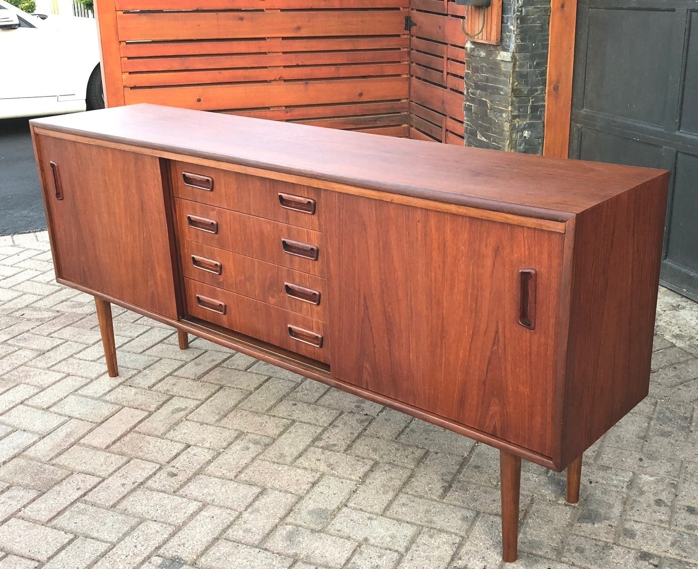 REFINISHED MCM  Teak Buffet Sideboard Media Console 6ft - Mid Century Modern Toronto