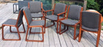 6 MCM Teak Chairs (2 arm, 4 side) Sleigh Base, REUPHOLSTERED, grey $199 each on Super Sale - Mid Century Modern Toronto 2