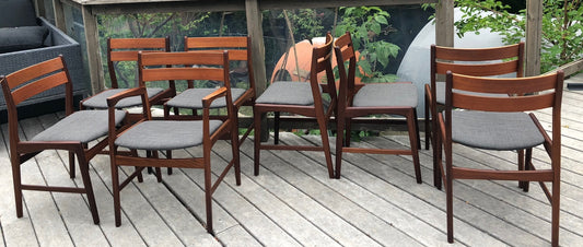 ON HOLD  8 Danish MCM Solid Teak Dining Chairs REUPHOLSTERED like New, each $199 - Mid Century Modern Toronto