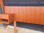 TEAK HEADBOARD WITH 2 FLOATING NIGHT STANDS for QUEEN BED L 94.5