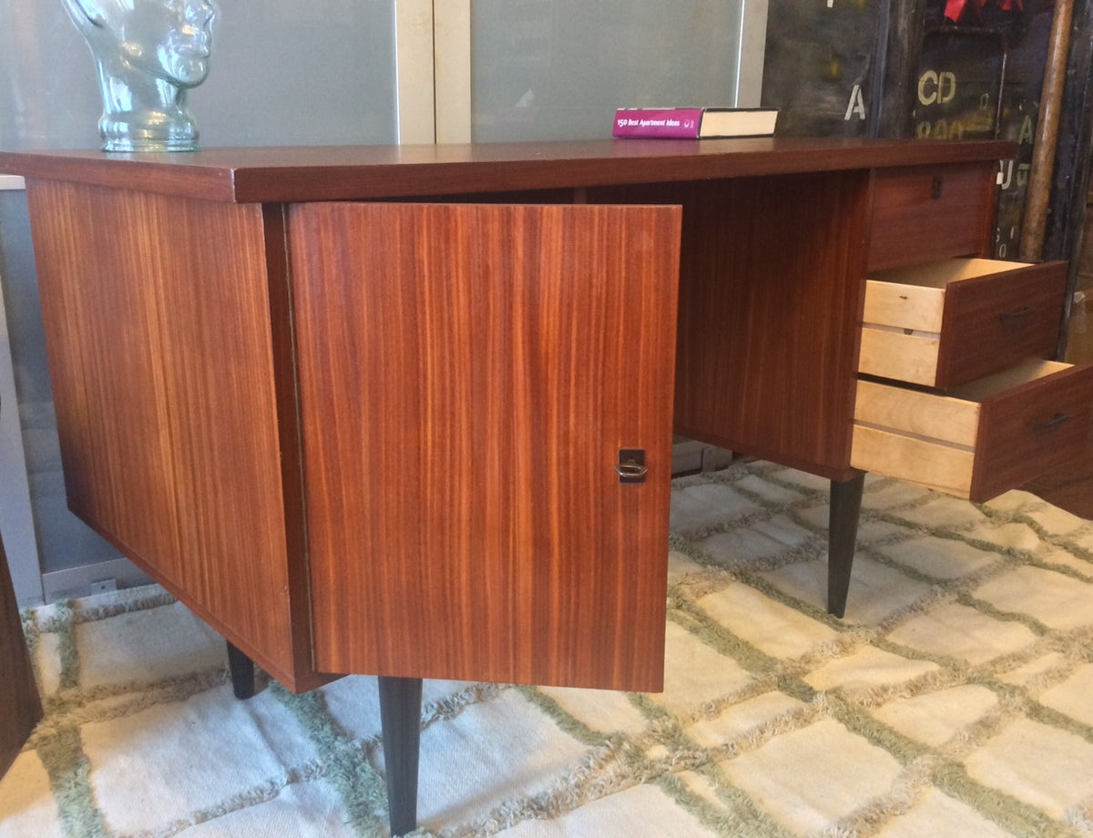 Mid Century Modern Mahogany or Teak Desk REFINISHED Free Standing - Mid Century Modern Toronto