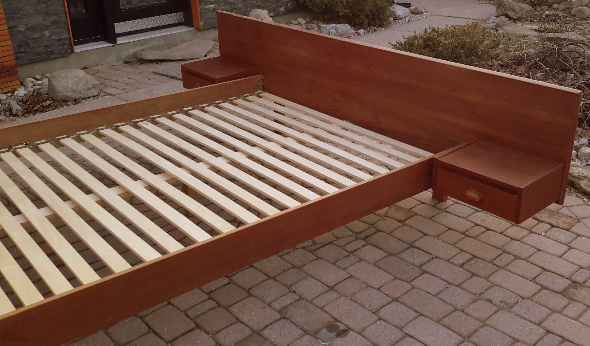 REFINISHED MCM Teak Dresser, Wardrobe, Queen Bed with floating Night Stands - Mid Century Modern Toronto