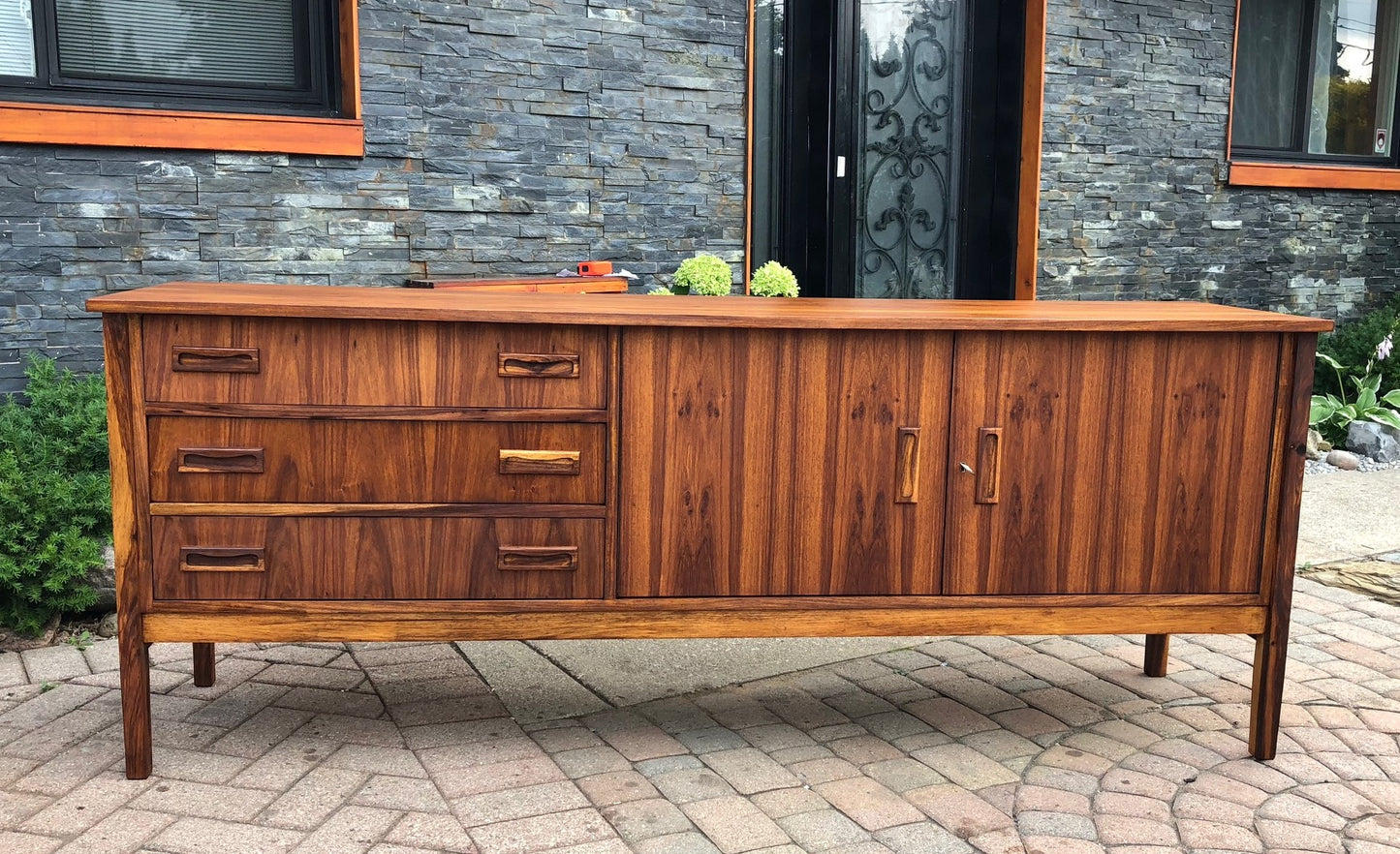 REFINISHED MCM Rosewood Sideboard TV Console 78" perfect - Mid Century Modern Toronto