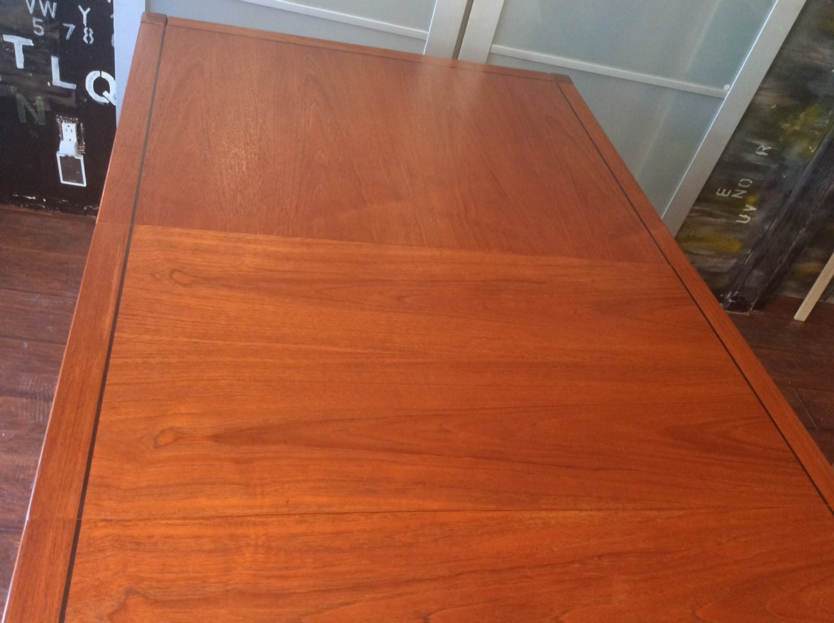 MCM Teak Dining Table Rectangular w 2 Leaves -REFINISHED 4.5-7.5 ft - Mid Century Modern Toronto