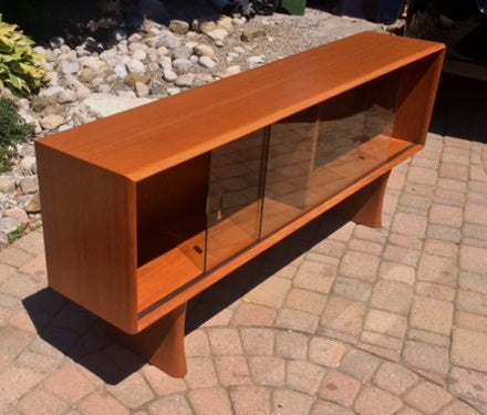 Danish MCM Teak Narrow Display TV Console Bookcase 60