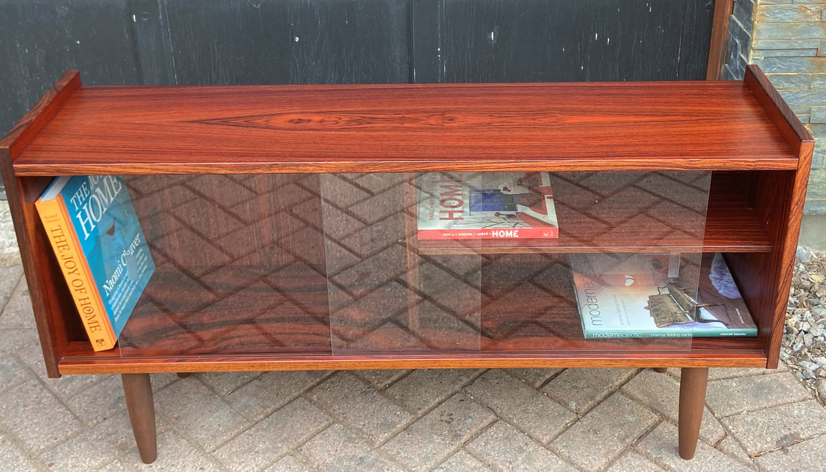 RESTORED Danish MCM Rosewood Bookcase Display w finished back 47.25