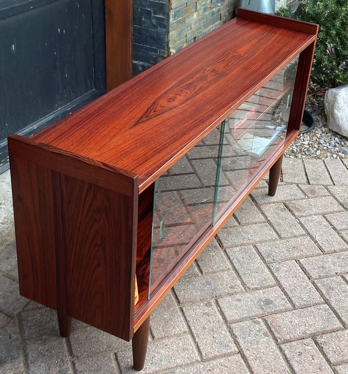 RESTORED Danish MCM Rosewood Bookcase Display w finished back 47.25