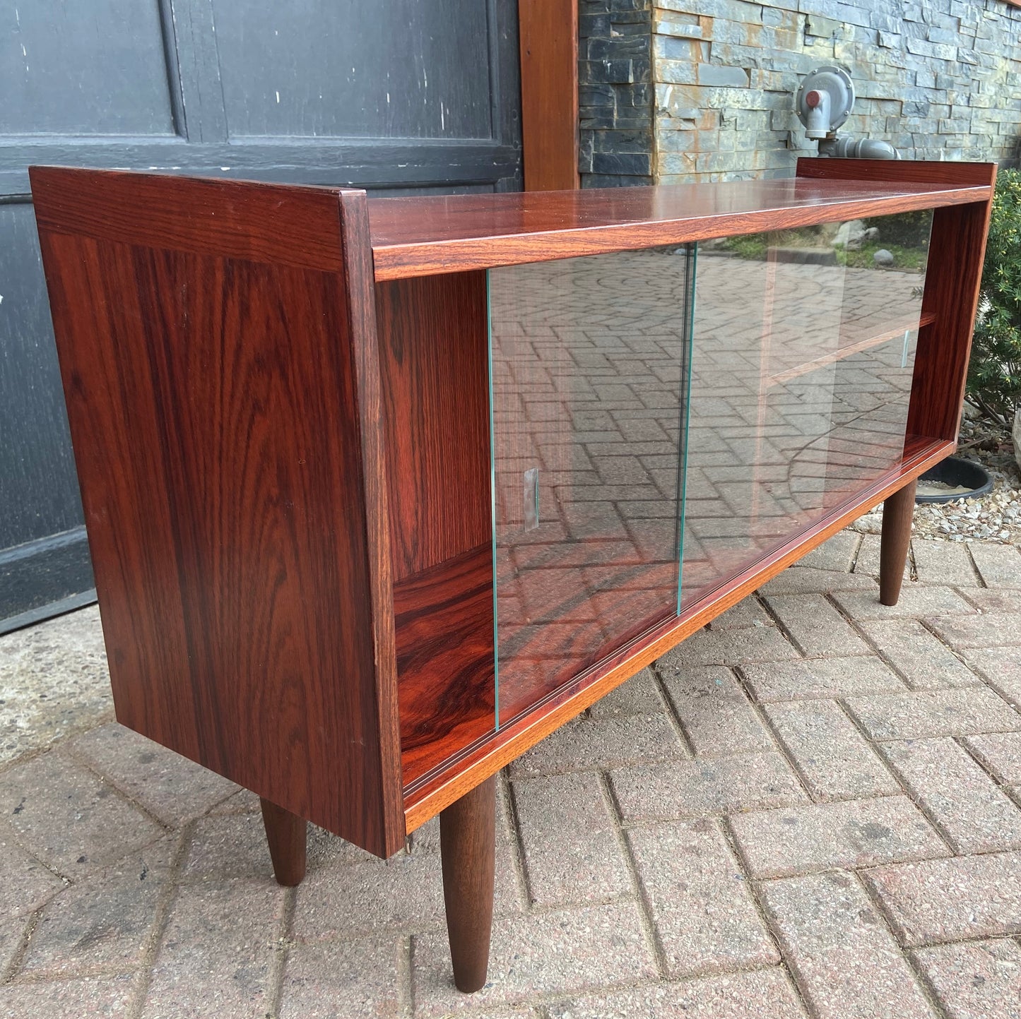 RESTORED Danish MCM Rosewood Bookcase Display w finished back 47.25"