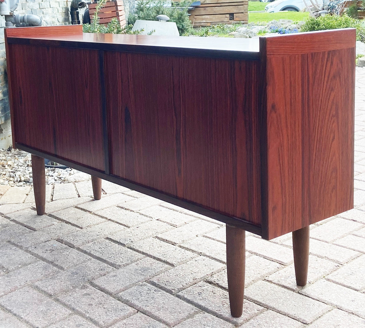 RESTORED Danish MCM Rosewood Bookcase Display w finished back 47.25