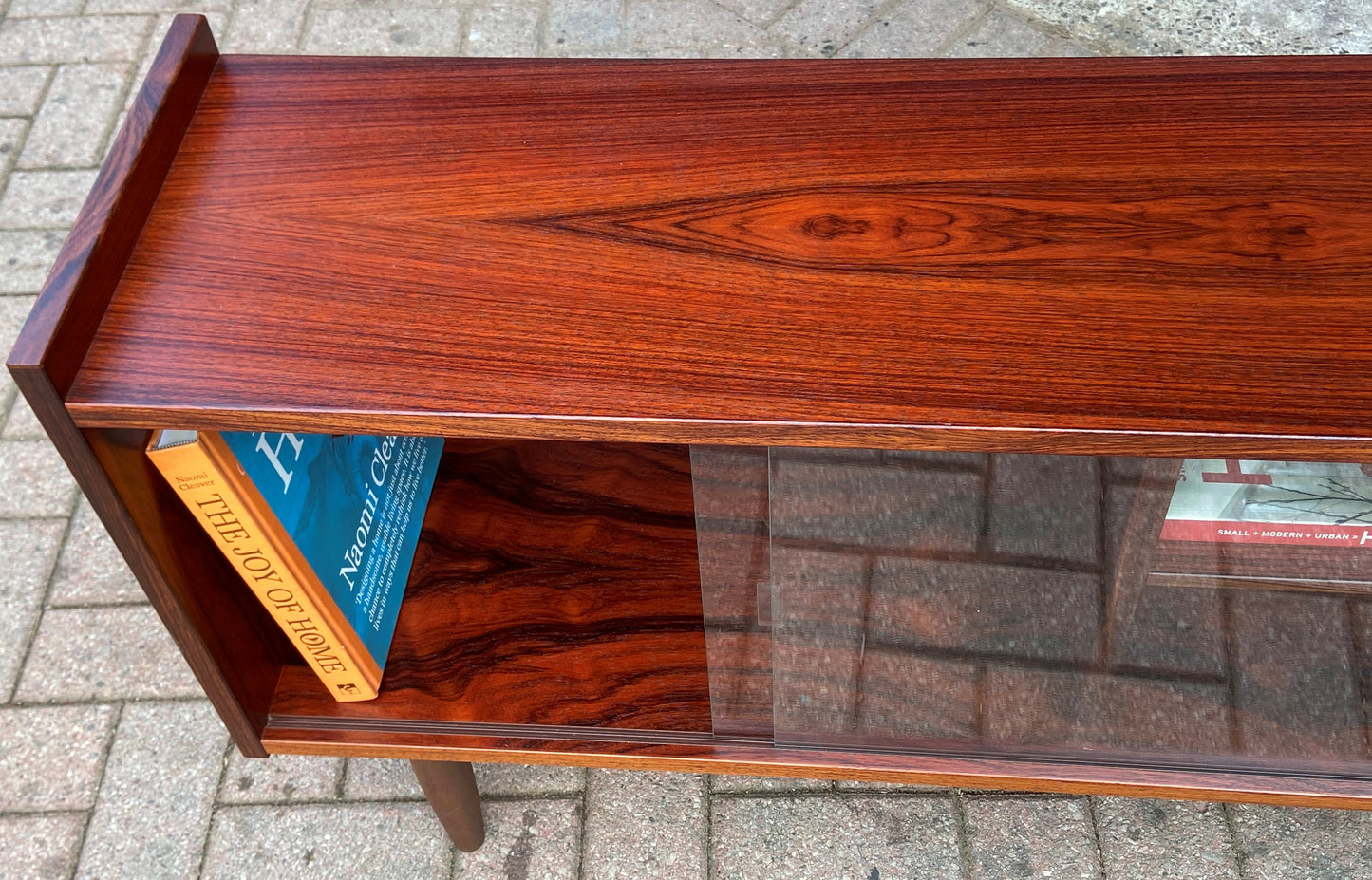 RESTORED Danish MCM Rosewood Bookcase Display w finished back 47.25"