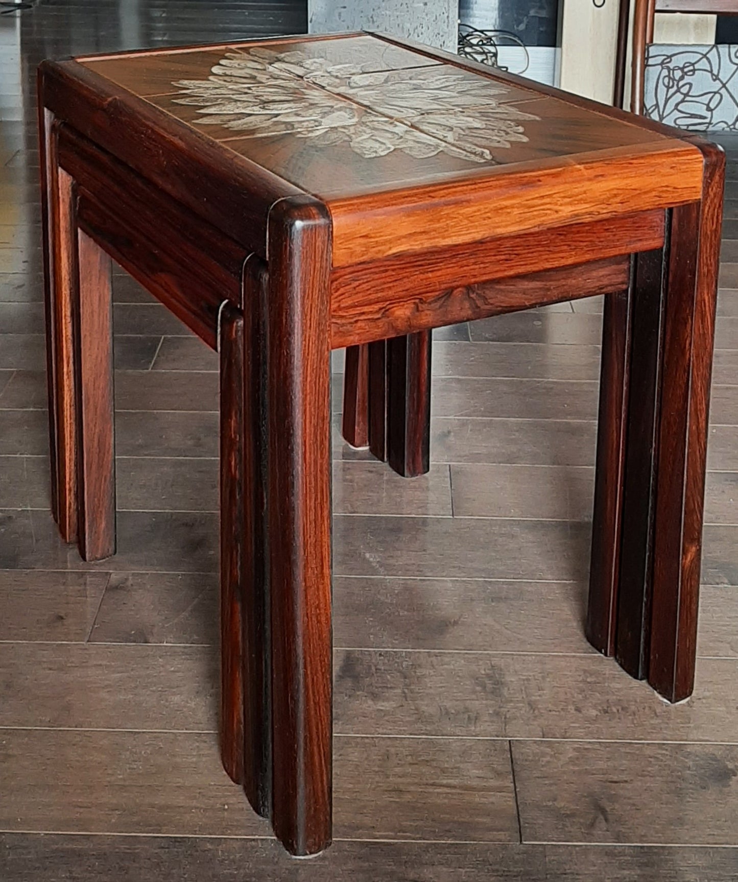 REFINISHED Danish MCM Rosewood nesting tables, set of 3, Perfect