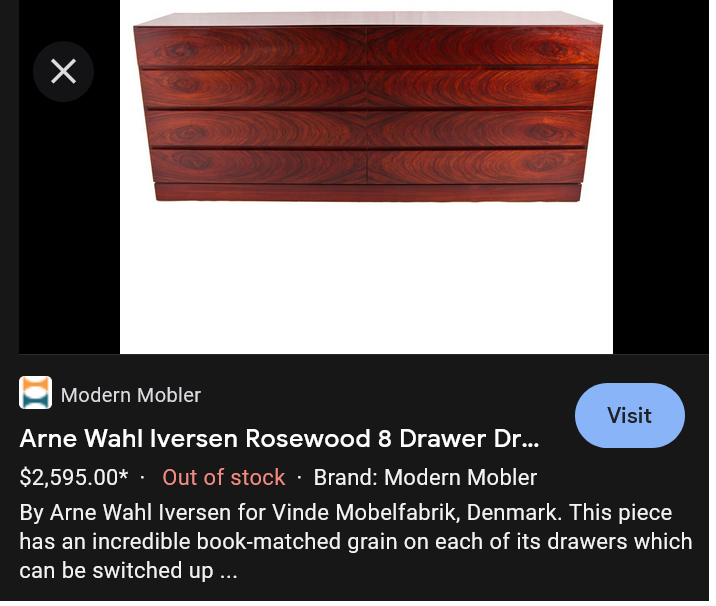 REFINISHED Danish MCM Rosewood Credenza Dresser 8 Drawers by Vinde Møbelfabrik