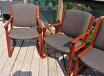 6 MCM Teak Chairs (2 arm, 4 side) Sleigh Base, REUPHOLSTERED, grey $199 each on Super Sale - Mid Century Modern Toronto 3