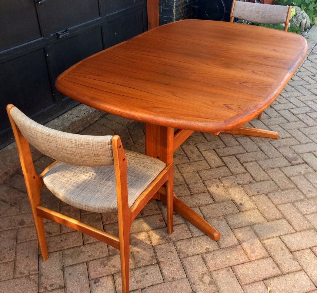 Large Mid Century Modern Teak Dining Table with 2 Leaves- REFINISHED - Mid Century Modern Toronto