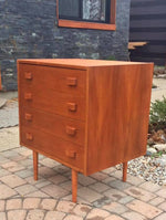Danish Mid Century Modern Teak Dresser Chest 4 Drawers Small REFINISHED - Mid Century Modern Toronto 3
