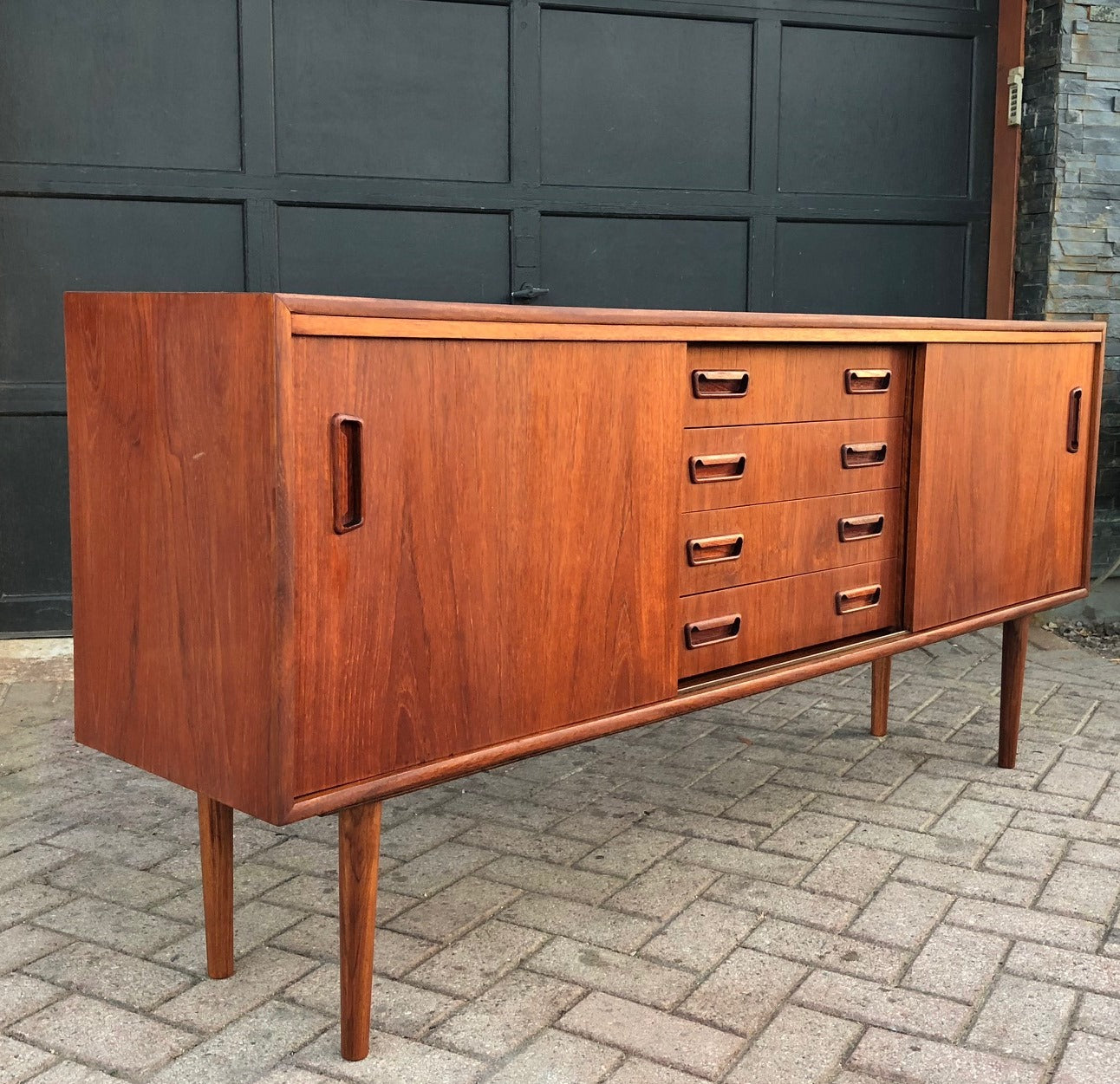 REFINISHED MCM  Teak Buffet Sideboard Media Console 6ft - Mid Century Modern Toronto