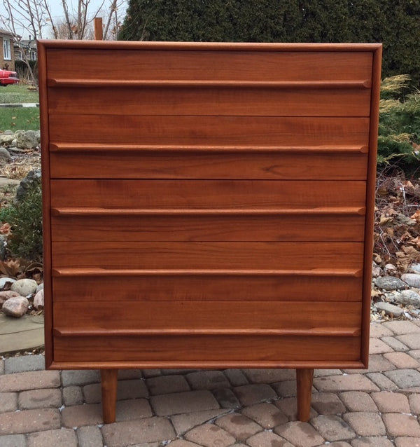 Mid Century Modern Teak Tallboy Dresser 5 Drawers RESTORED - Mid Century Modern Toronto