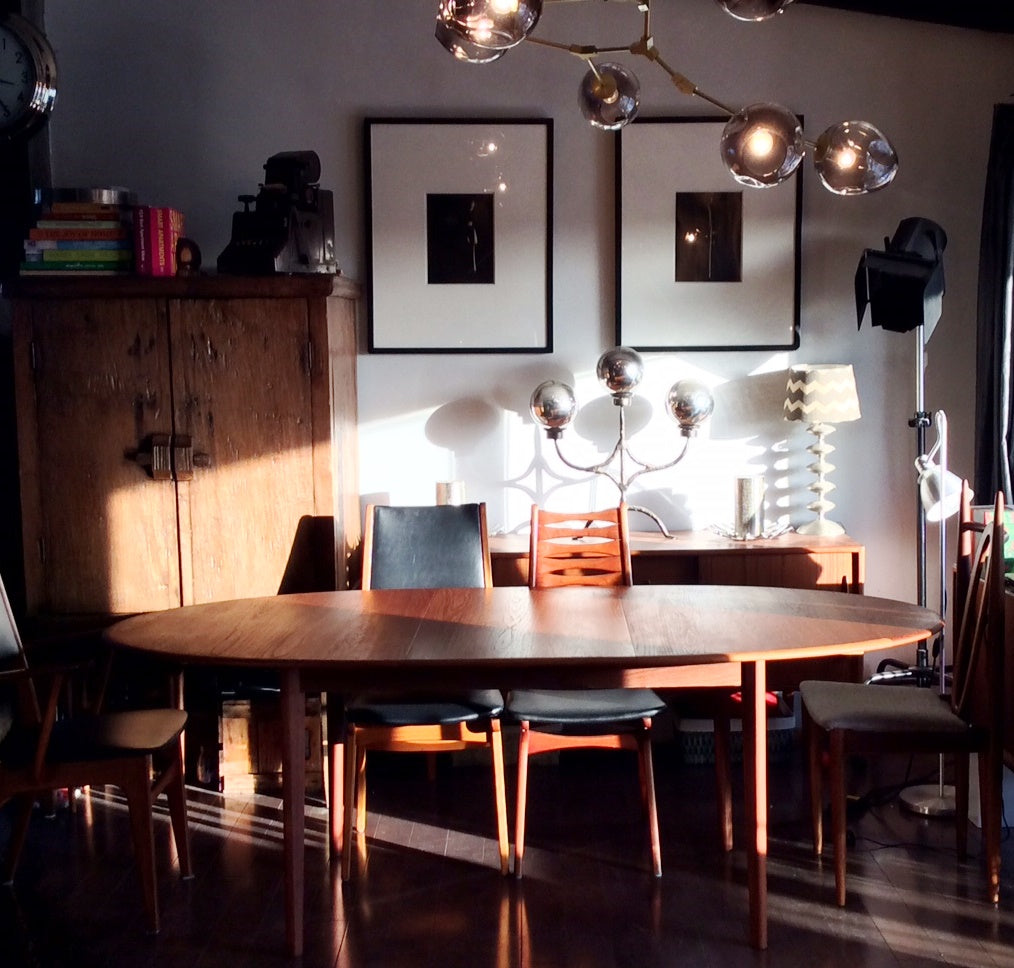 Mid Century Modern Oval Teak Dining Table Extendable REFINISHED - Mid Century Modern Toronto