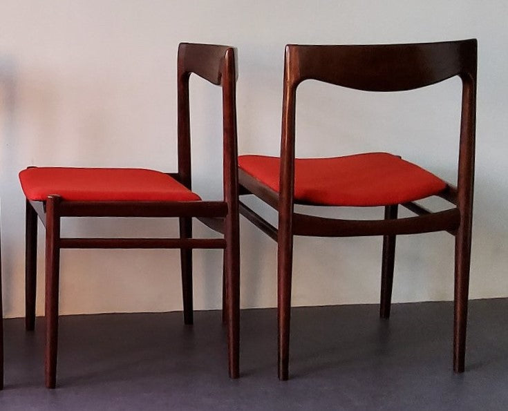 2 REFINISHED will be REUPHOLSTERED Mid Century Modern Rosewood Chairs by Lübke