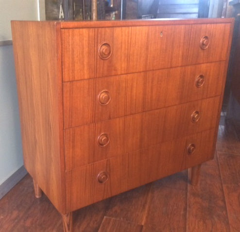 REFINISHED Mid Century Modern Teak Dresser 4 Drawers 31" - Mid Century Modern Toronto