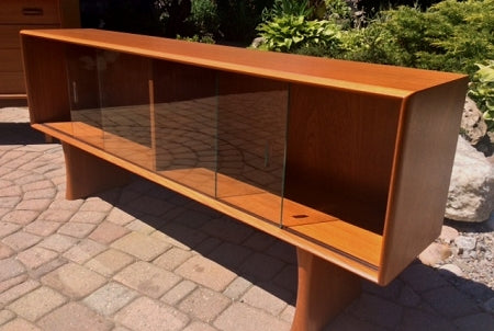 Danish MCM Teak Narrow Display TV Console Bookcase 60" - Mid Century Modern Toronto