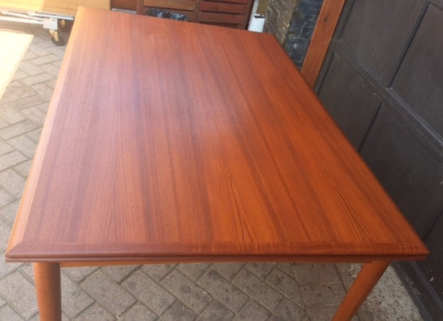 REFINISHED Danish MCM  Teak Table w 2 Leaves by DYRLUND 59"-104" - Mid Century Modern Toronto