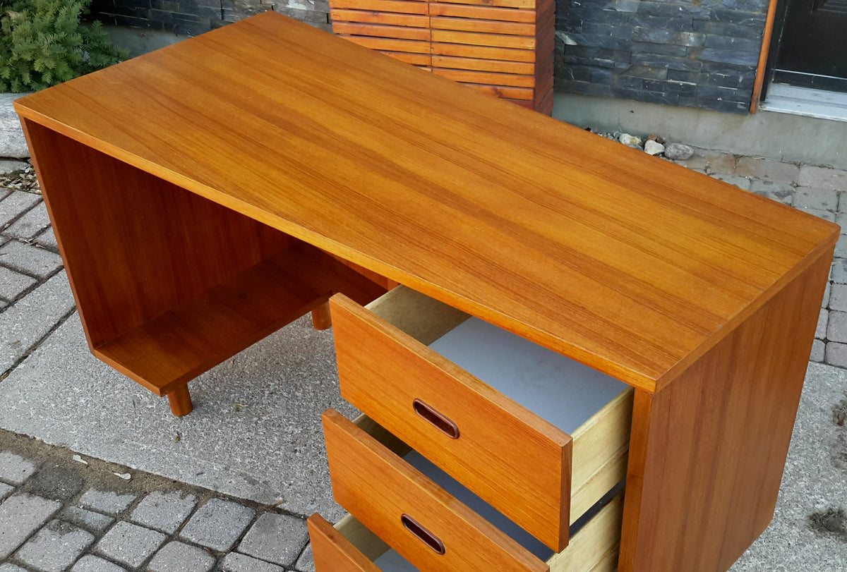 Mid Century Modern Teak Desk REFINISHED - Mid Century Modern Toronto