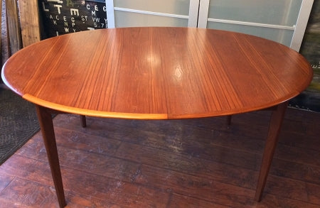 REFINISHED MCM Teak Table Oval (no leaf) 64" x 42", perfect - Mid Century Modern Toronto