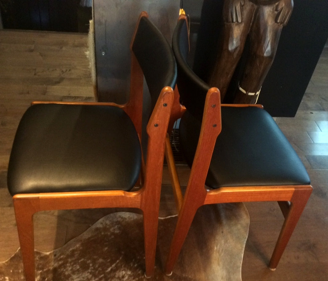 4 Danish Mid Century Modern Teak Chairs REUPHOLSTERED attributed to Eric Buck - Mid Century Modern Toronto