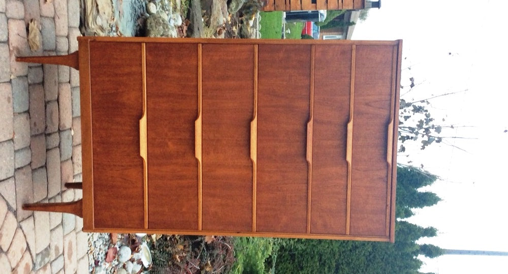 REFINISHED Mid Century Modern Teak Tallboy Dresser 6 Drawers Chest by Austinsuite - Mid Century Modern Toronto