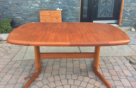 Large MCM Teak Dining Table Extendable Self Storing  REFINISHED - Mid Century Modern Toronto