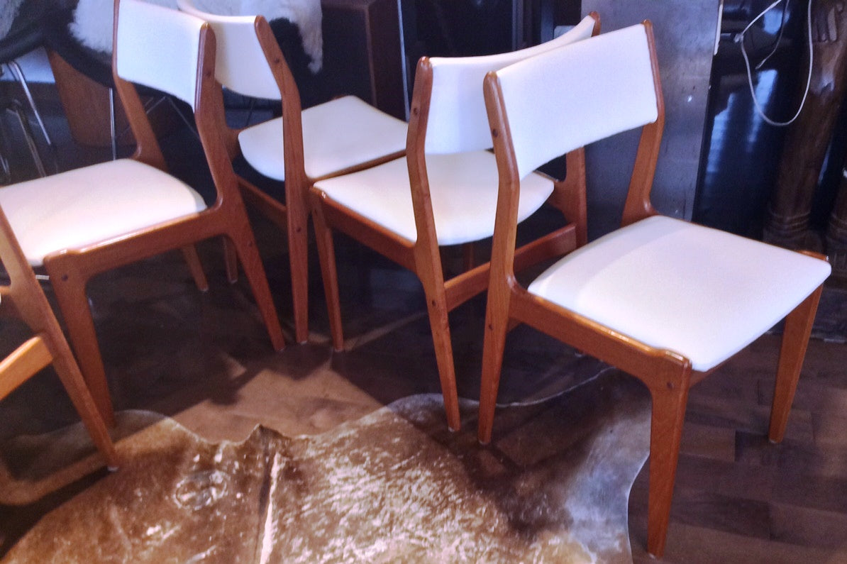 Set of 6 Danish Mid Century Modern Teak Chairs REUPHOLSTERED like new $166 each - Mid Century Modern Toronto