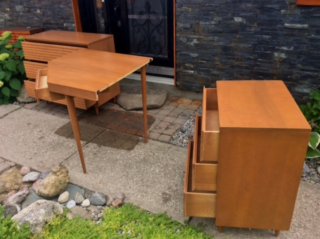 Sculptural MCM Set of 2 Solid Wood Dressers & Desk by Imperial - like new, for less than IKEA - Mid Century Modern Toronto