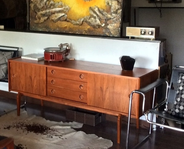 Danish MCM Teak TV Records Media Console 63"LOW profile, perfect - Mid Century Modern Toronto