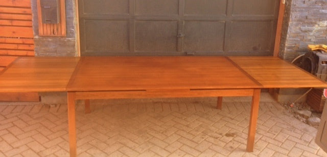 REFINISHED LARGE MCM  Teak Draw Leaf Table 6-10.5 ft - Mid Century Modern Toronto