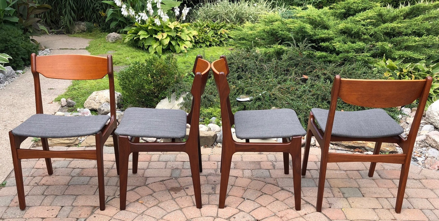 Set of 4 Danish REFINISHED REUPHOLSTERED MCM Teak Chairs, each $199 - Mid Century Modern Toronto